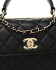 Lambskin Quilted Small Trendy CC Dual Handle Flap Bag Black