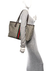 GG Supreme Monogram Medium Ophidia Shopping Tote Brown