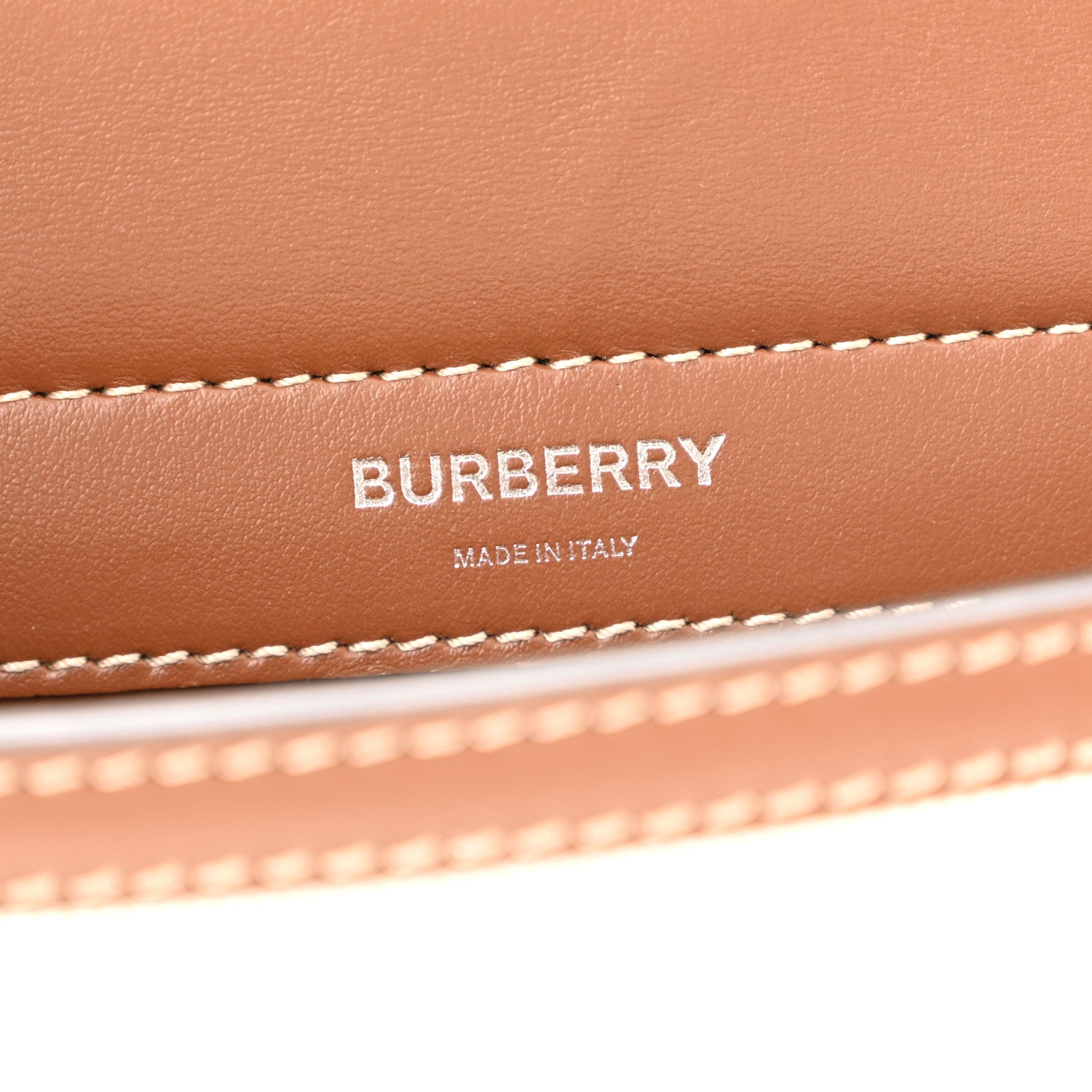 Smooth Calfskin Canvas Horseferry Print Mini Title Bag with Pocket Natural Malt Brown