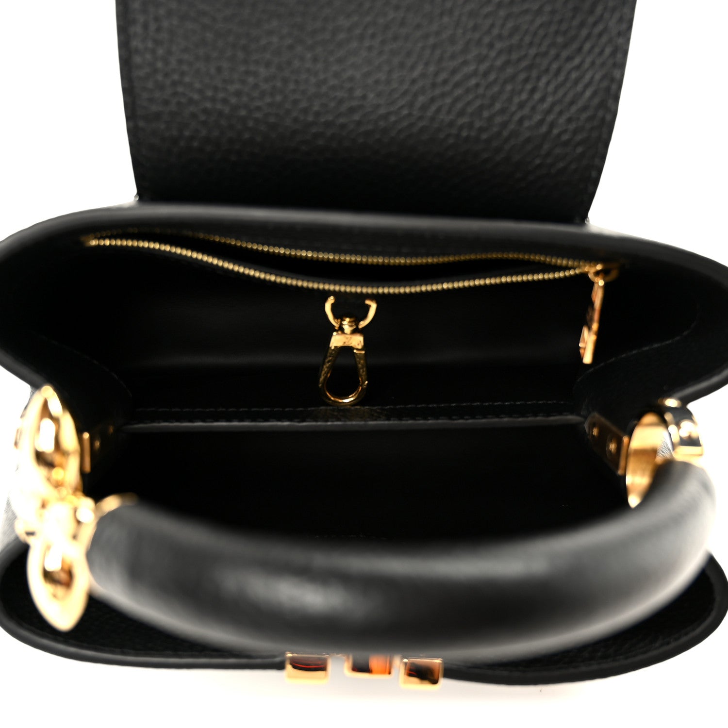 Taurillon Embellished Flower Handle Capucines BB  Black