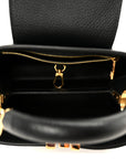 Taurillon Embellished Flower Handle Capucines BB  Black