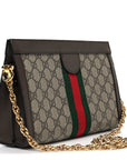 GG Supreme Monogram Web Small Ophidia Chain Shoulder Bag Brown
