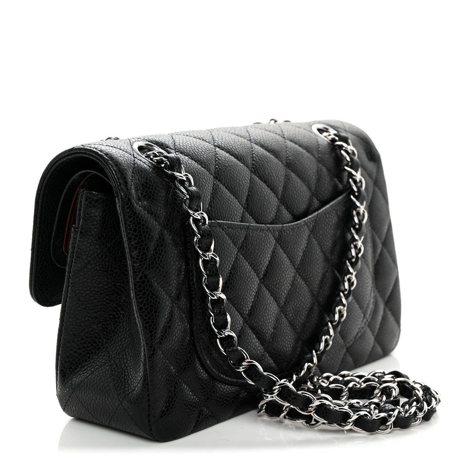 Caviar Quilted Small Double Flap Black