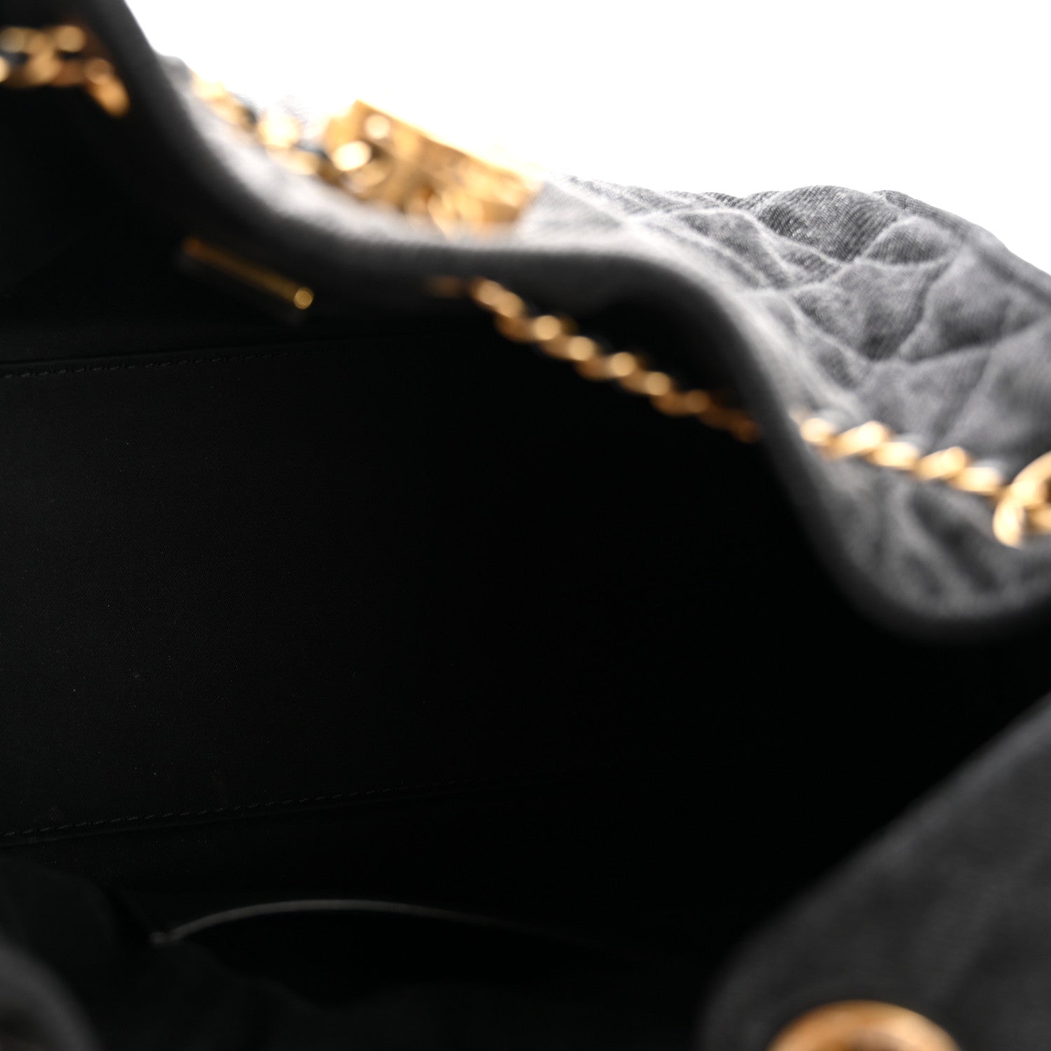 Washed Denim Quilted Small CHNL 25 Handbag Black