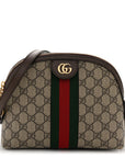 GG Supreme Monogram Textured Dollar Calfskin Web Small Ophidia Dome Shoulder Bag Beige Ebony New Acero