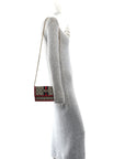 GG Supreme Monogram Web Queen Margaret Chain Wallet Red