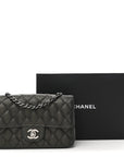 Metallic Caviar Quilted Mini Rectangular Flap Dark Grey