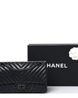 Aged Calfskin Chevron Quilted 2.55 Reissue 225 Flap So Black