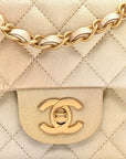 Metallic Goatskin Quilted Mini Rectangular Flap Gold