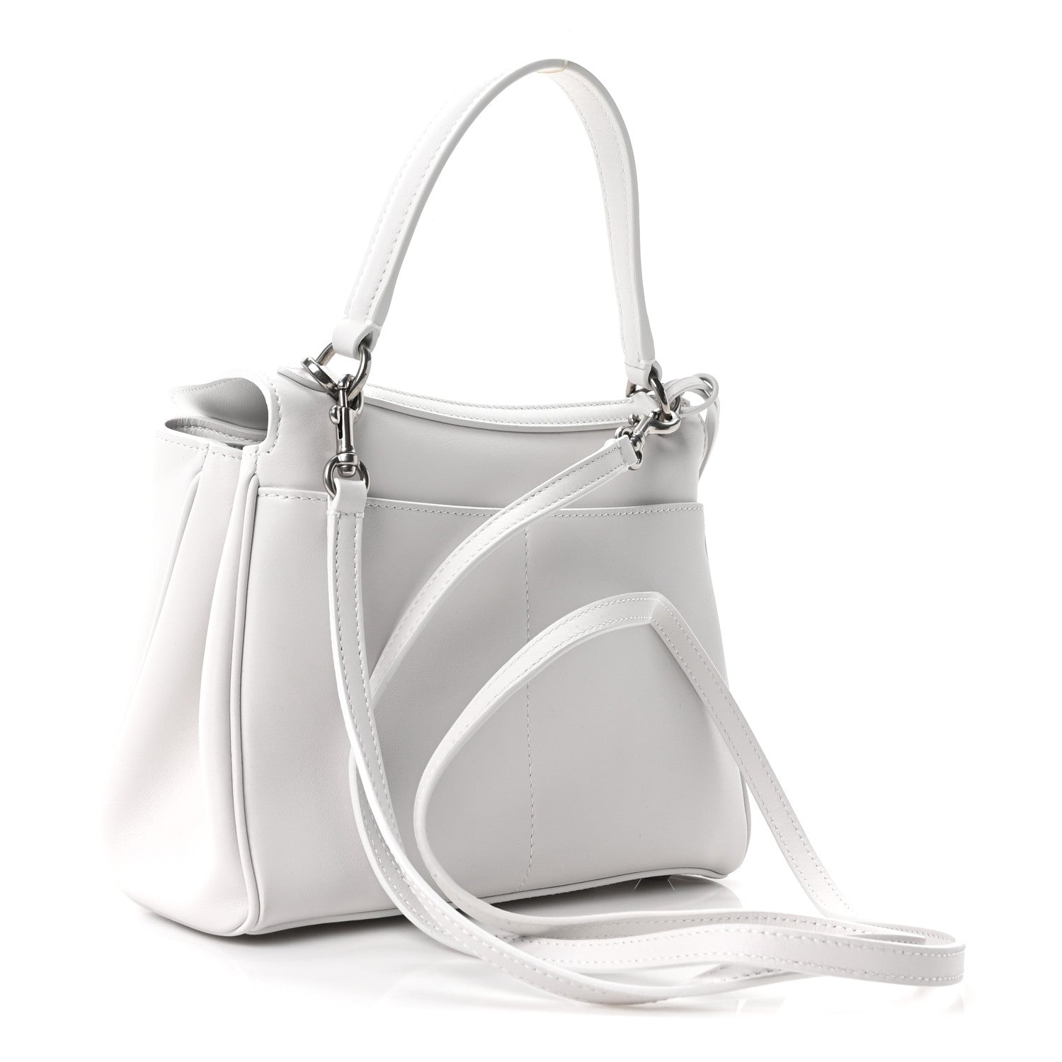 Natural Smooth Calfskin Mini Rodeo Top Handle Handbag Optic White