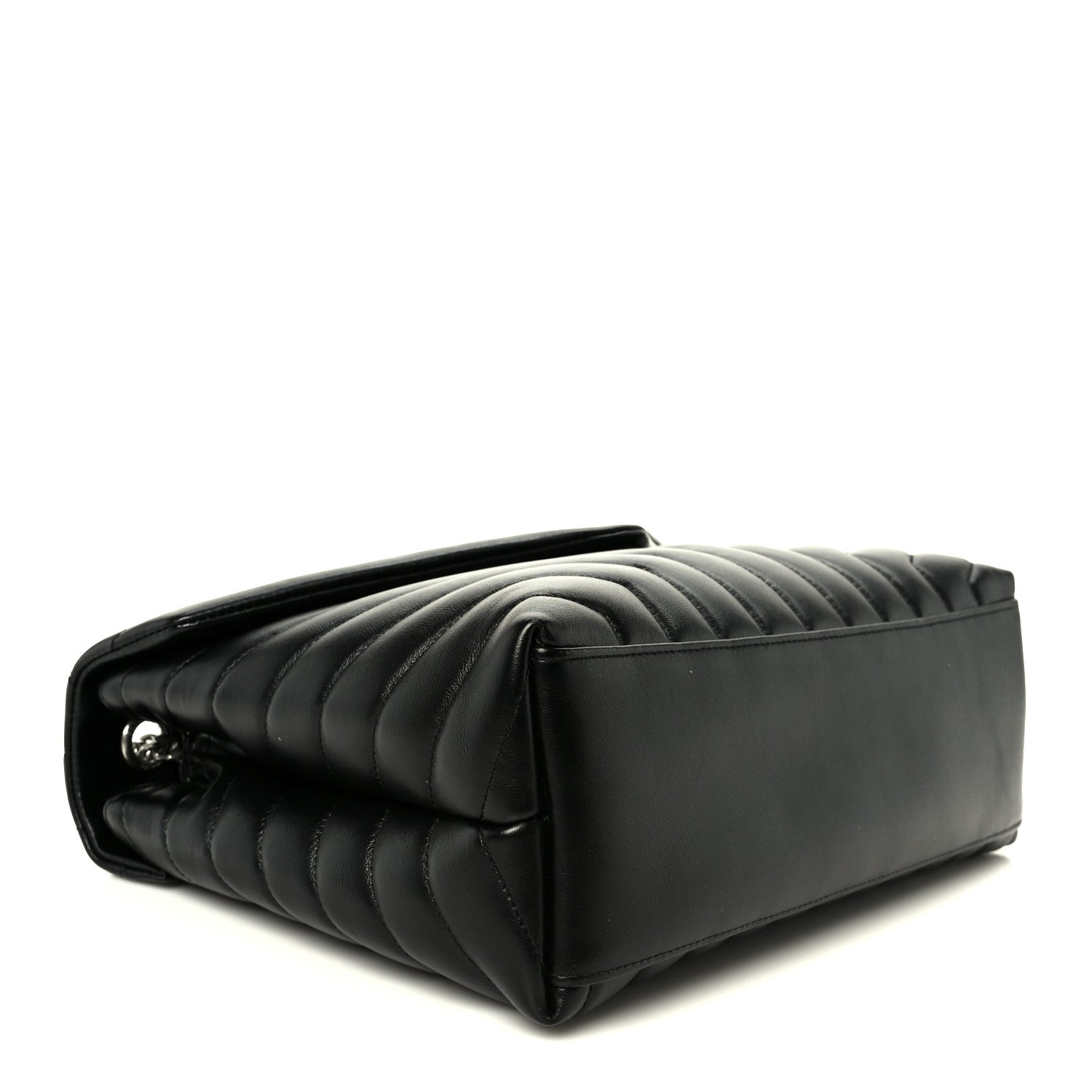 Calfskin Y Quilted Monogram Medium Loulou Chain Satchel Black