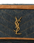 Denim Suede Monogram Medium Niki Chain Satchel Blue Cinnamon