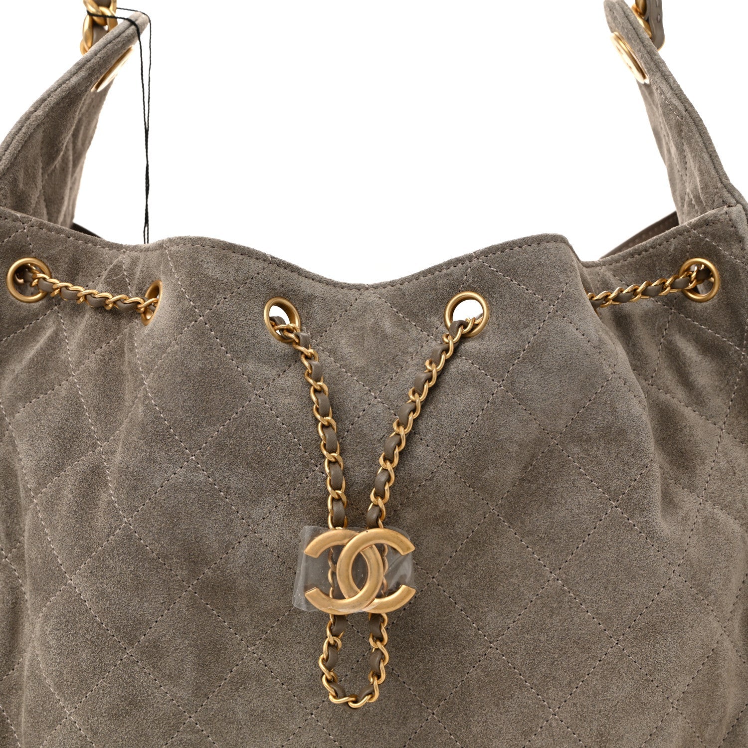 Suede Quilted Medium CHNL 25 Handbag Grey