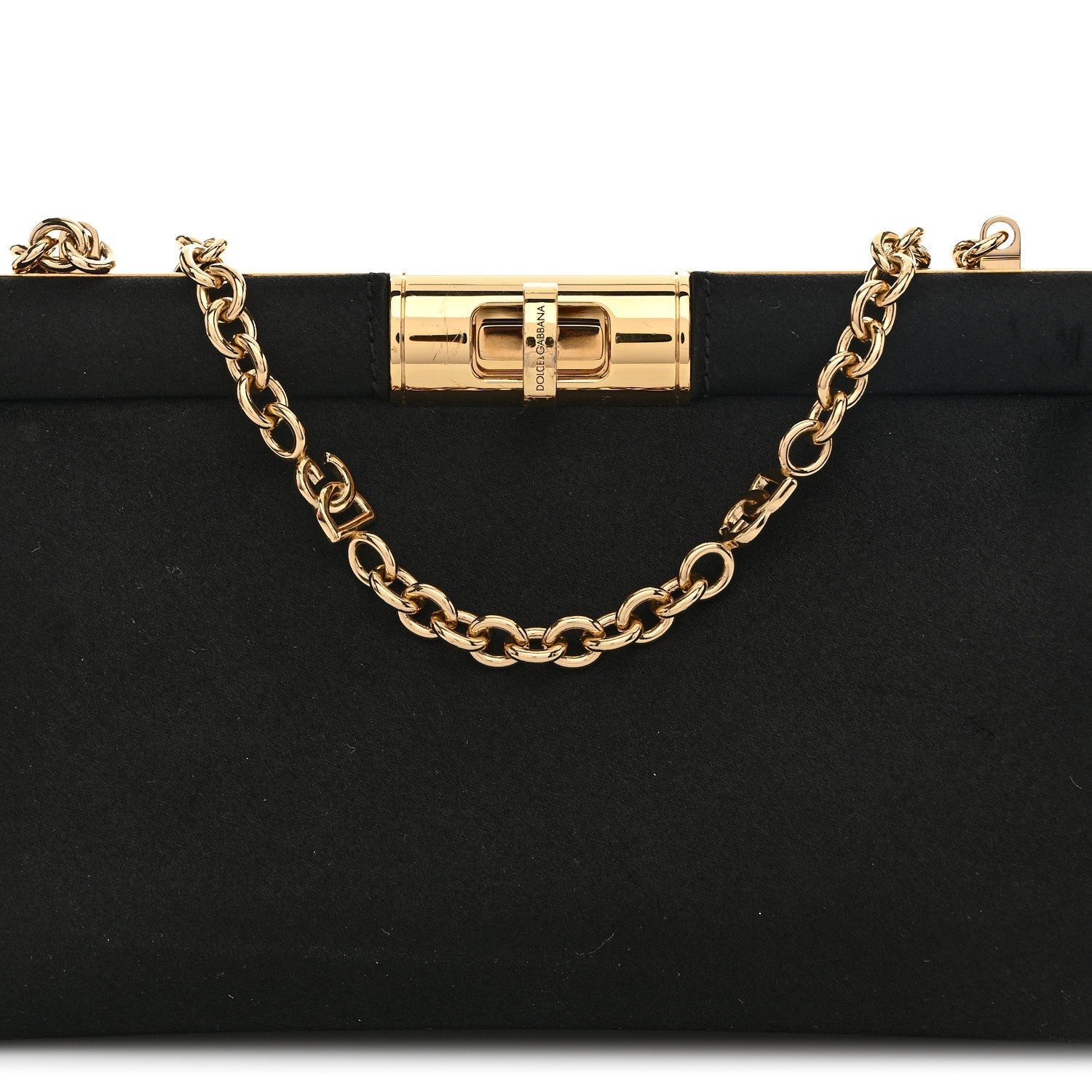 Satin Small Marlene Chain Clutch Black