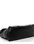 Lambskin Quilted Medium Loulou Puffer Monogram Chain Satchel Black