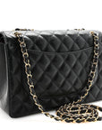 Caviar Quilted Jumbo Double Flap Black