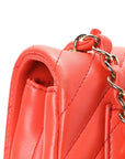 Lambskin Chevron Quilted Mini Rectangular Flap Red