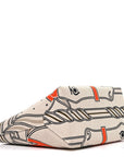H Plume Canvas Swift Printed Quadrige au Fil Steeple 25 Bag Gris Beige Ecru Beige Gold