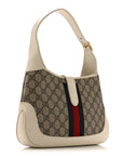 GG Supreme Monogram Azalea Calfskin Web Small Jackie 1961 Hobo Beige Ebony Mystic White