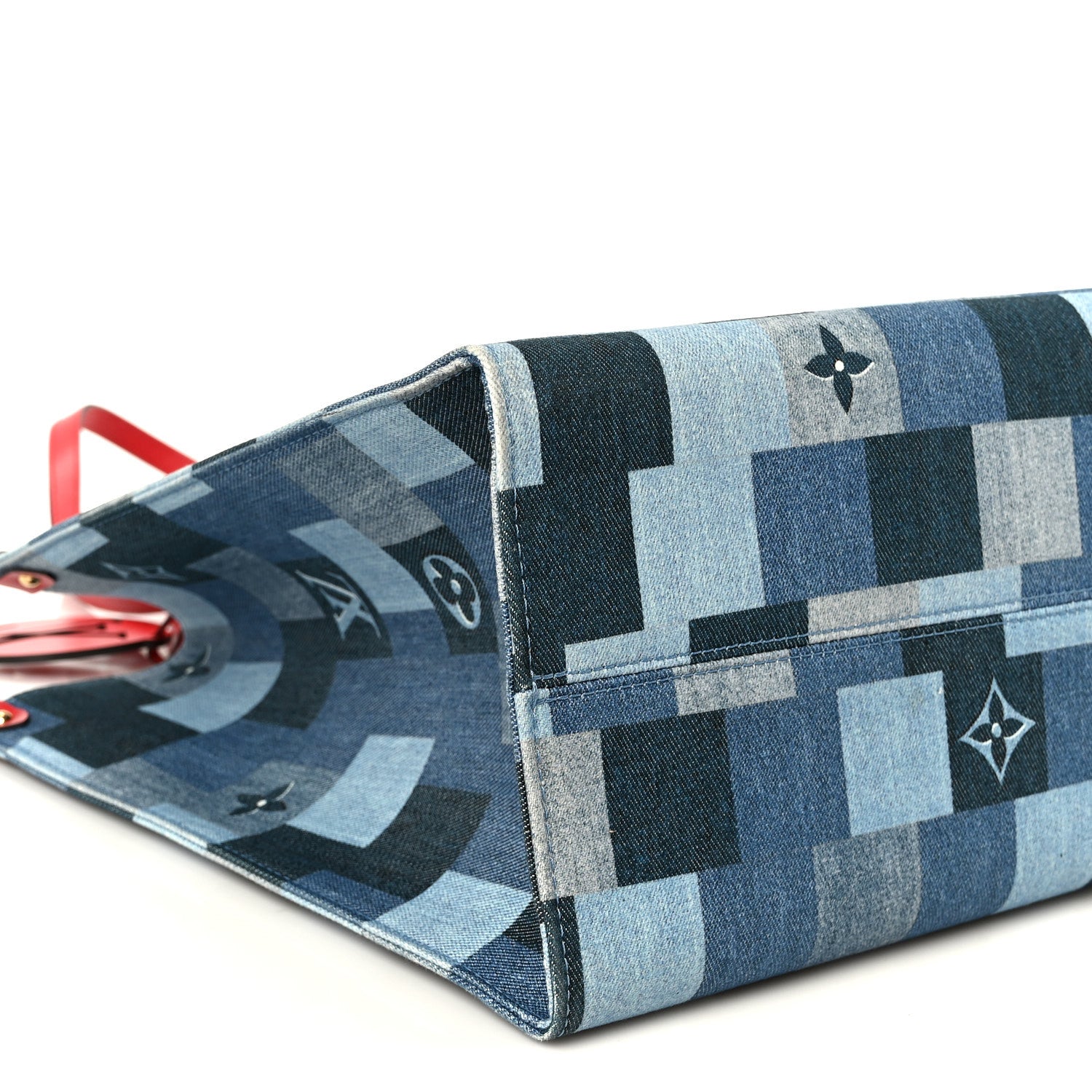 Denim Damier Monogram Onthego Blue Rouge