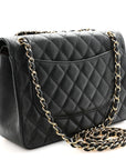 Caviar Quilted Jumbo Double Flap Black