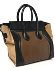Satin Calfskin Suede Mini Tri-Color Luggage Olive