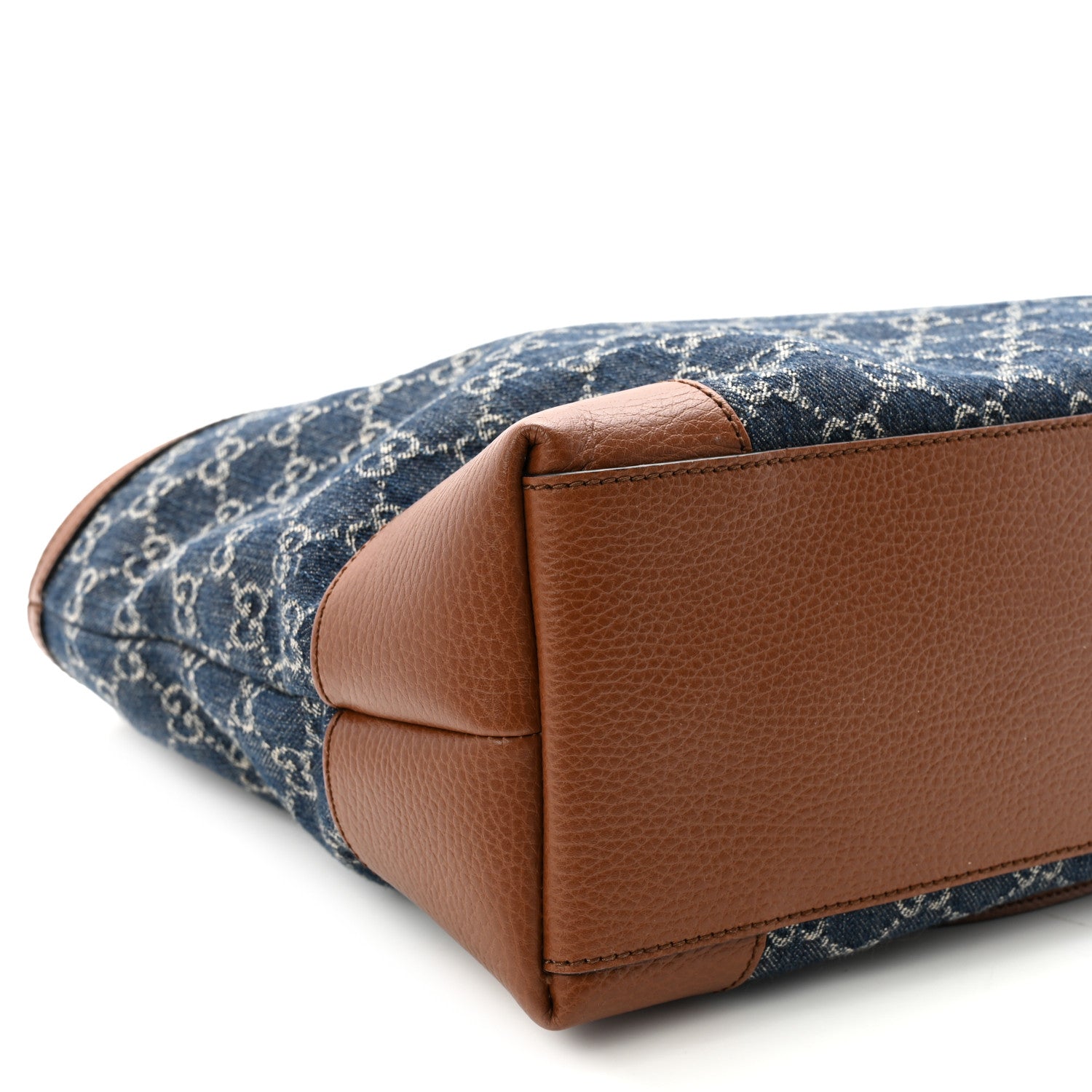 New Denim GG Monogram Medium Ophidia Shopping Tote Blue Tea Cuir