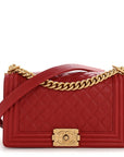 Lambskin Quilted Medium Boy Flap Red