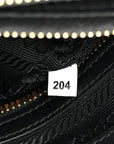 Tessuto Nylon Soft Calf Double Zip Crossbody Bag Black