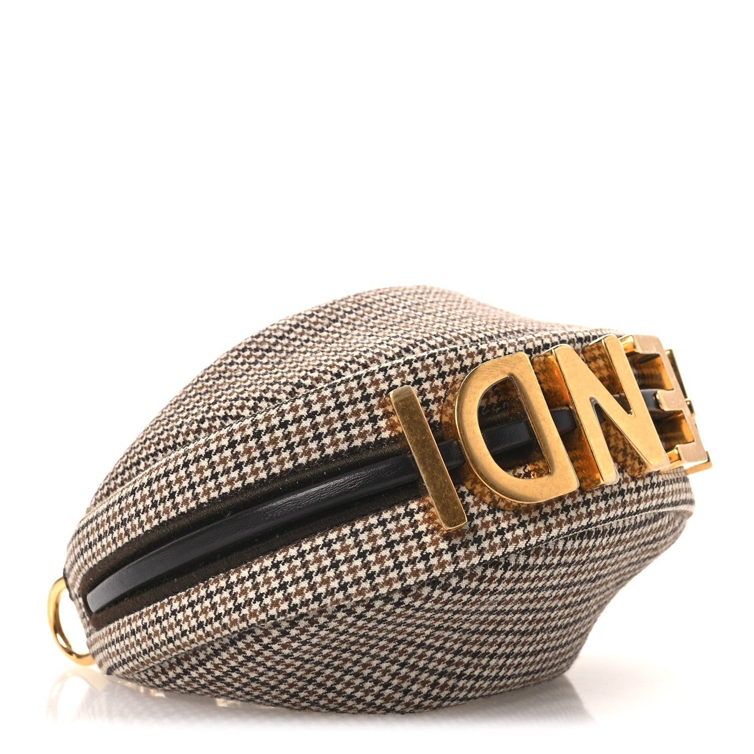 Wool Nappa Micro Houndstooth Nano FNDIgraphy Hobo Charm Beige Moro