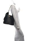 Washed Denim Quilted Medium CHNL 25 Handbag Black