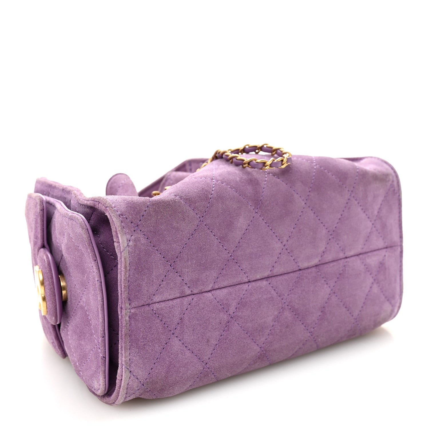 Suede Quilted Mini CHNL 25 Handbag Purple