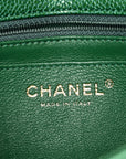Metallic Caviar Quilted Mini Rectangular Flap Green