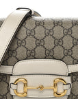 GG Supreme Monogram Horsebit 1955 Shoulder Bag Beige Mystic White