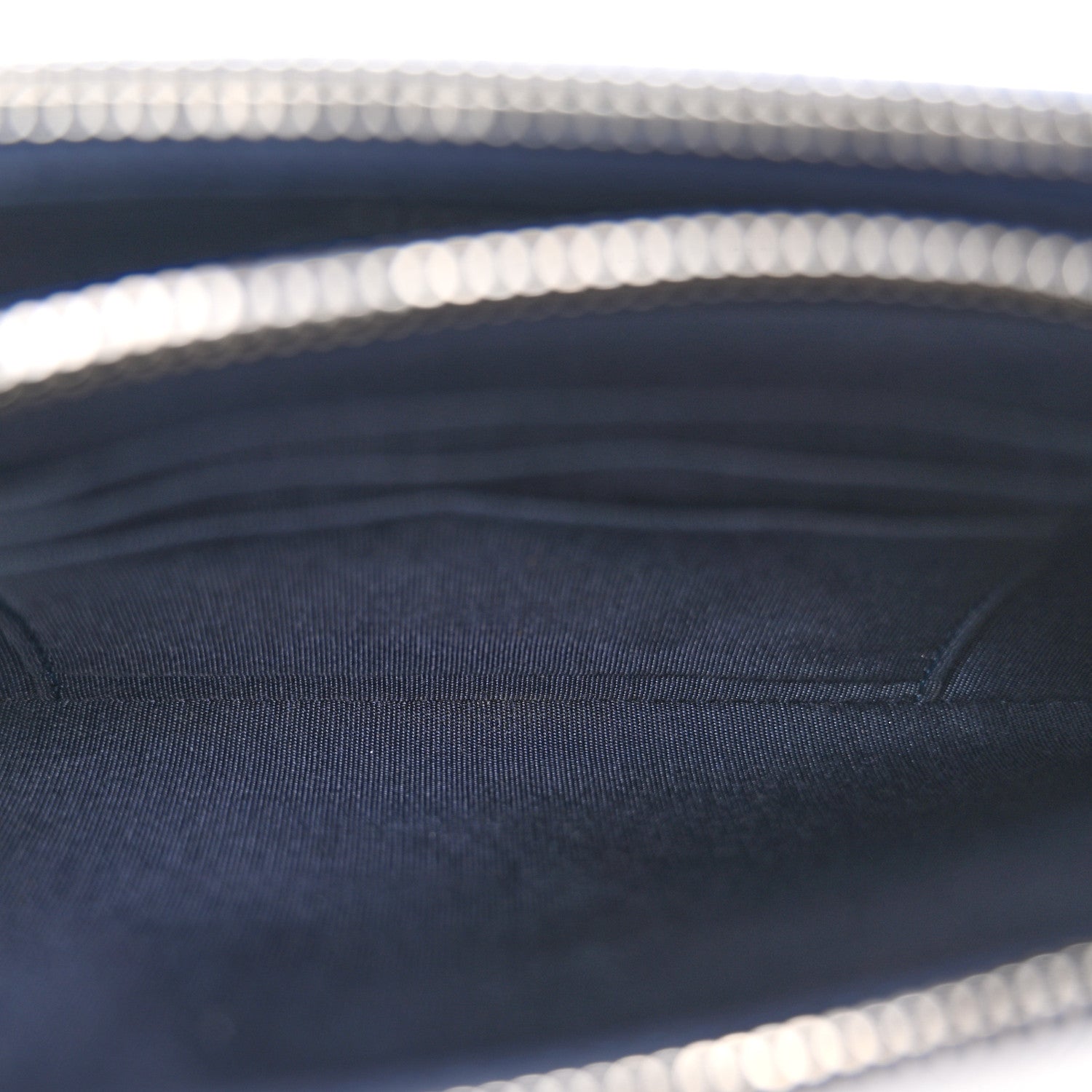 Metallic Caviar Quilted Small Boy Clutch With Chain Navy