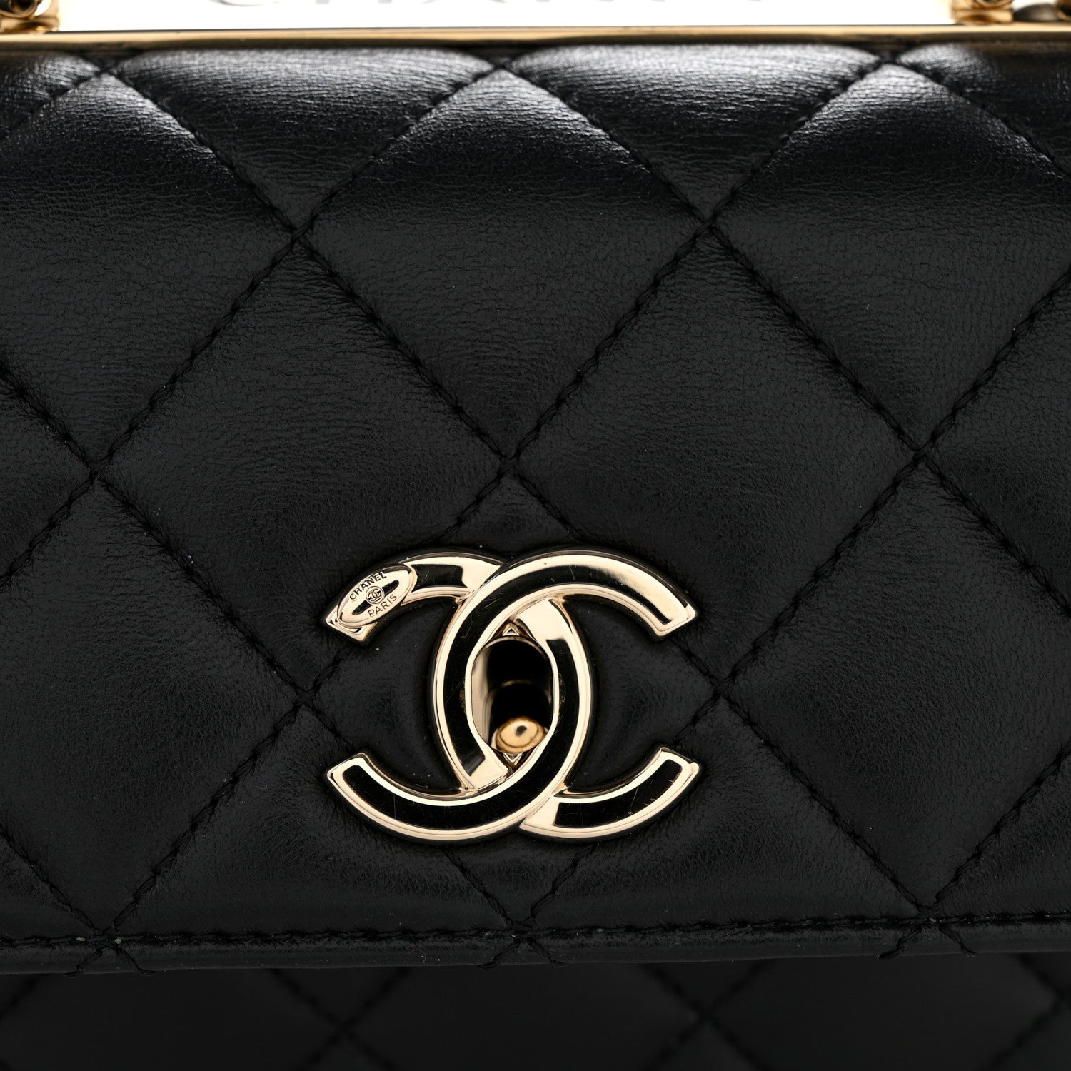 Lambskin Quilted Small Trendy CC Dual Handle Flap Bag Black