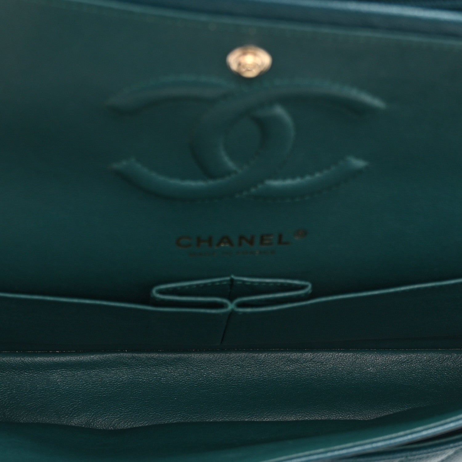 Caviar Chevron Quilted Medium Double Flap  Green