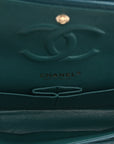 Caviar Chevron Quilted Medium Double Flap  Green