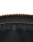 Coated Canvas Medium La Greca Signature Pouch Black Caramel