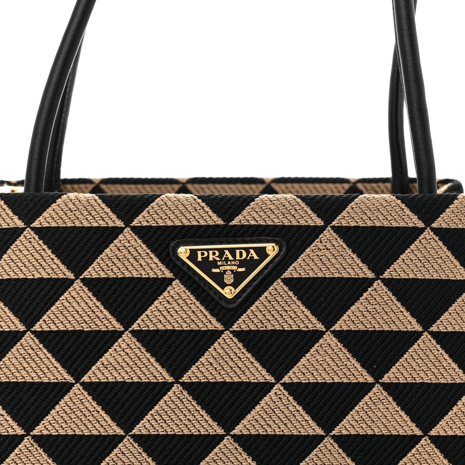 Jacquard Triangolo Symbole Embroidered Small Shoulder Bag Black Corda