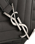 Sheepskin Tri-Quilt Monogram Medium College Bag Coal