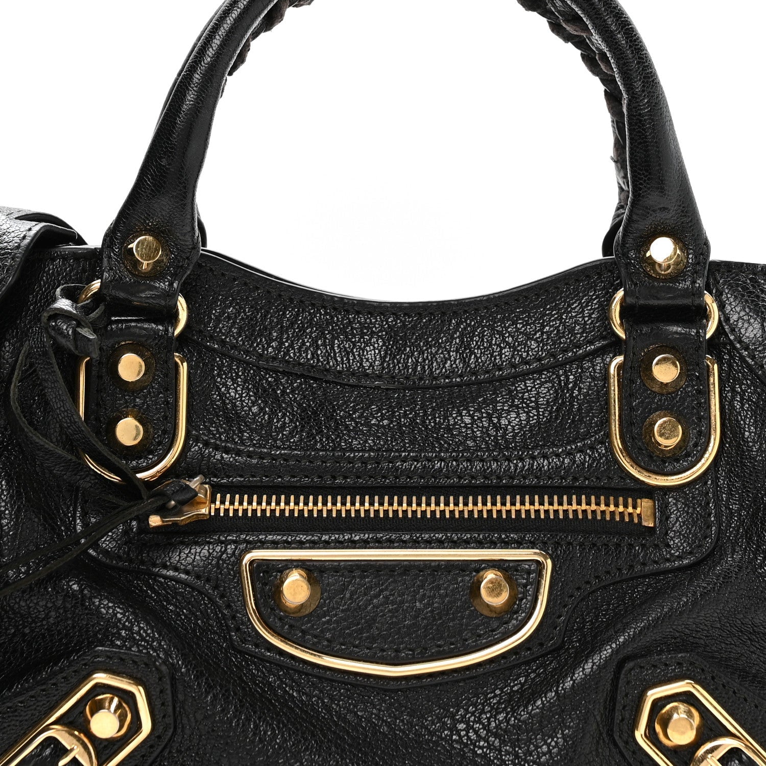 Chevre Gold Metallic Edge Hardware Mini City Black