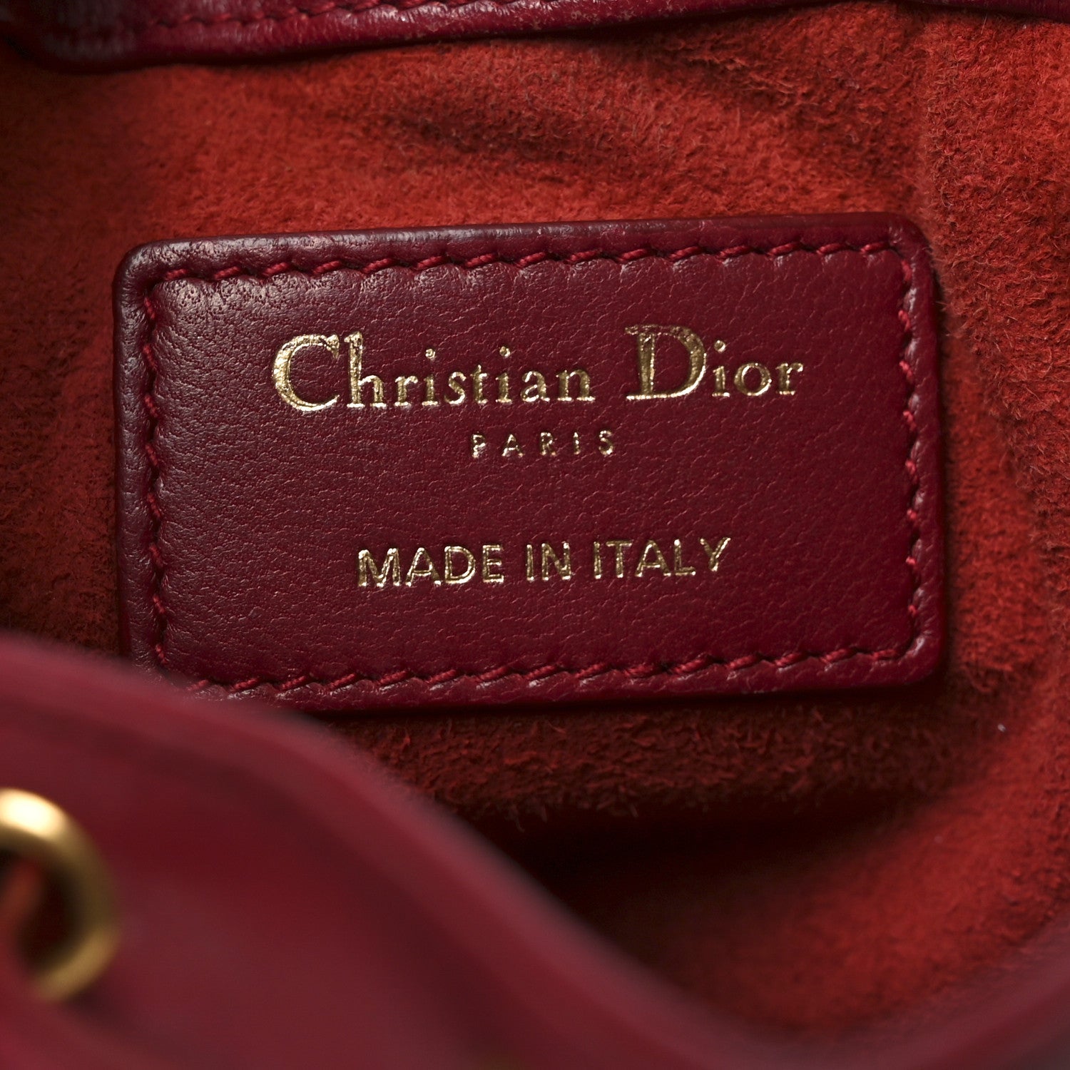 Lambskin Cannage Miss D1OR Bucket Bag Cherry Red
