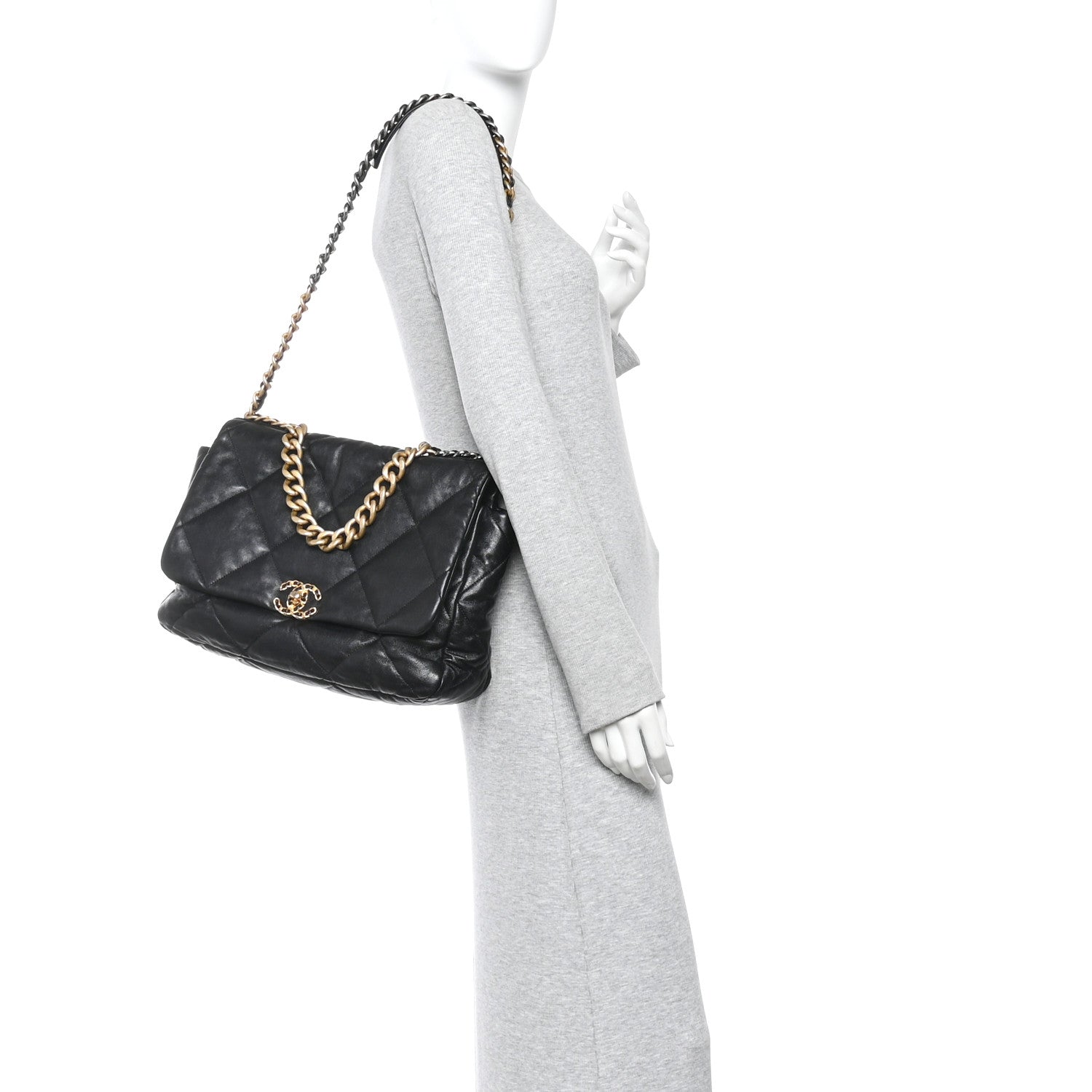 Goatskin Quilted Maxi CHNL 19 Flap Black