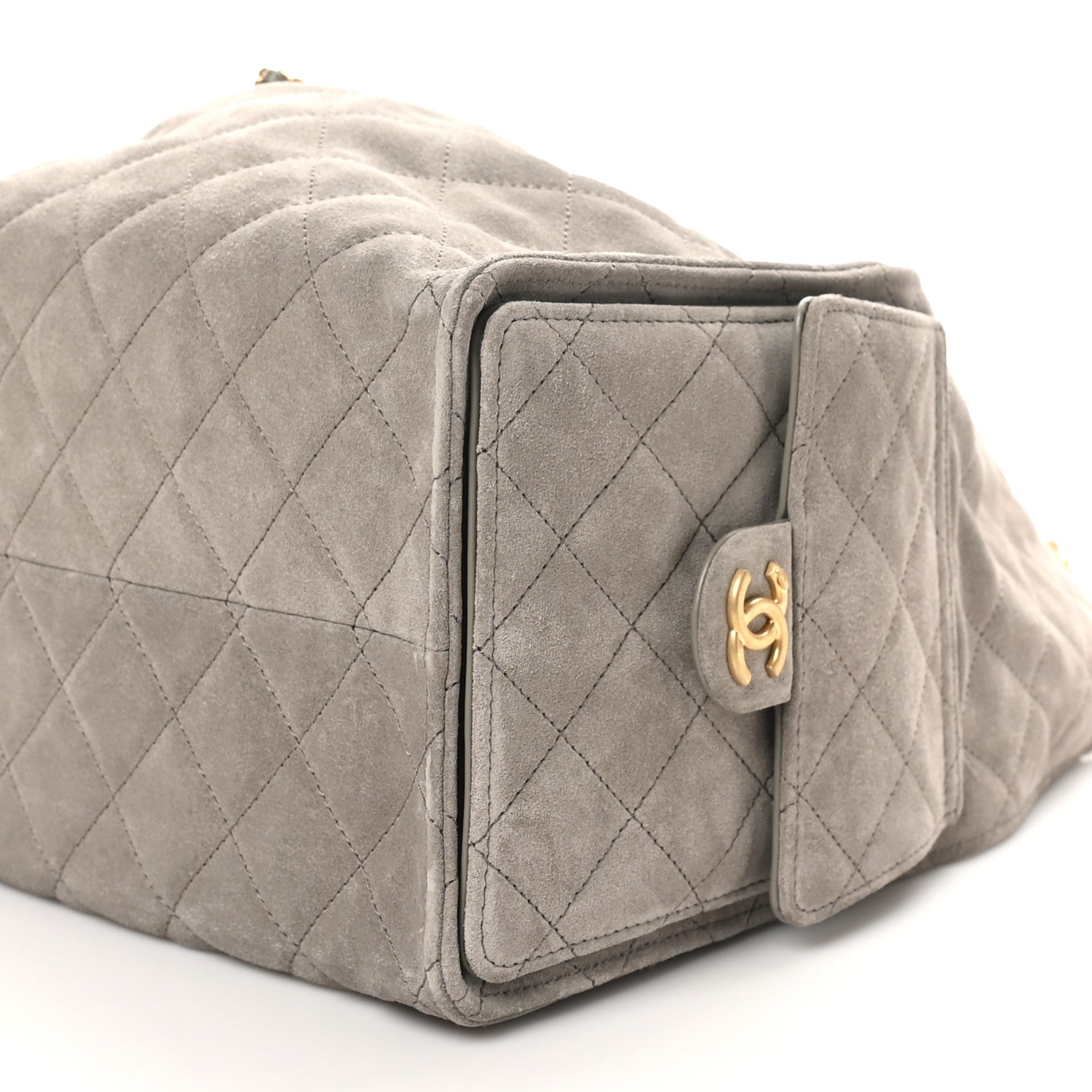 Suede Quilted Medium CHNL 25 Handbag Dark Grey
