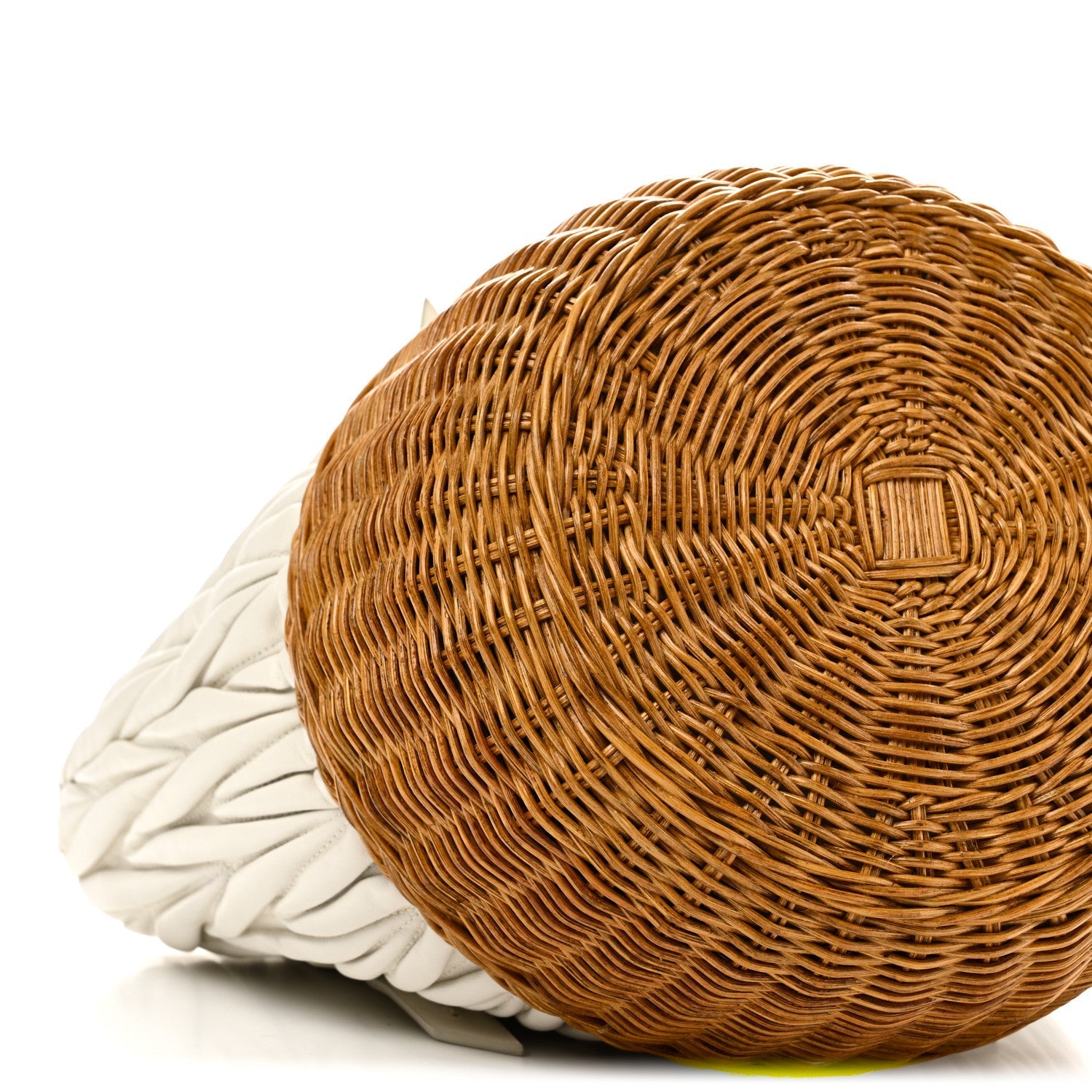 Nappa Matelasse Wicker Basket Bag White Miele