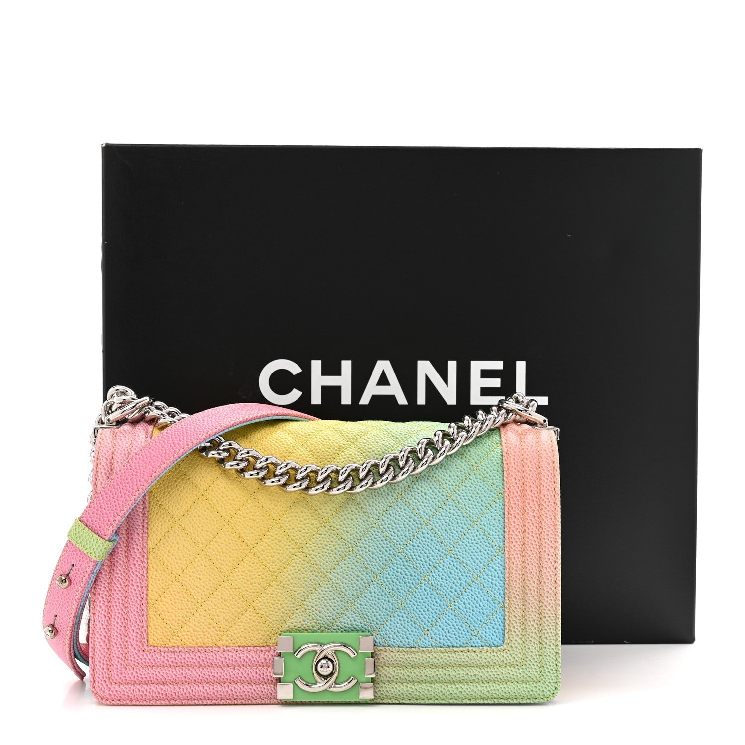 Caviar Quilted Medium Cuba Rainbow Boy Flap Multicolor
