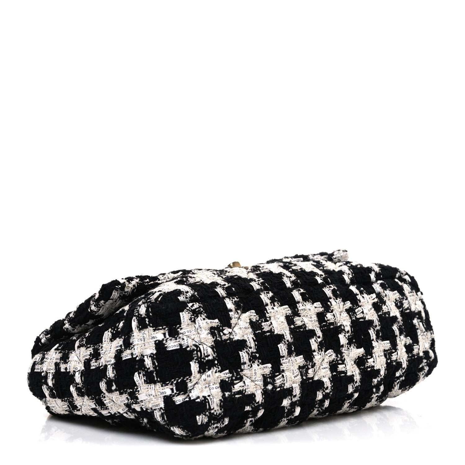 Tweed Quilted Large CHNL 19 Flap Black Ecru White