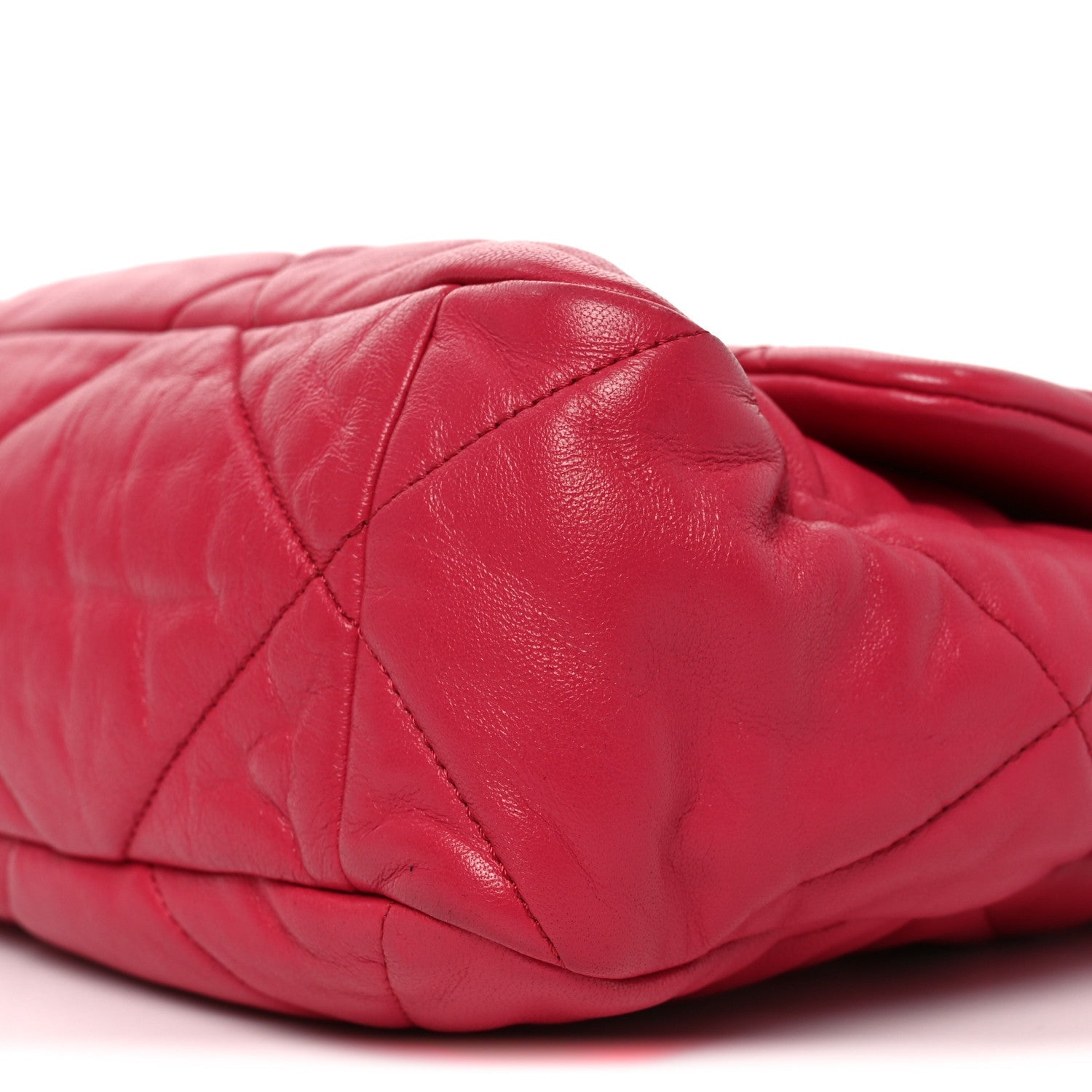 Goatskin Quilted Large CHNL 19 Flap Dark Pink