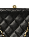 Caviar Quilted Kisslock Shoulder Bag Black